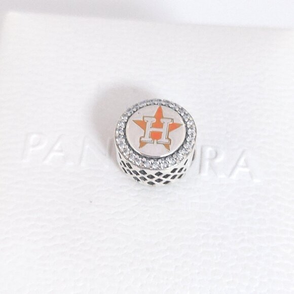 Pandora Houston Astros Baseball Charm Bead Exclusive S925 Silver with box - Picture 3 of 7
